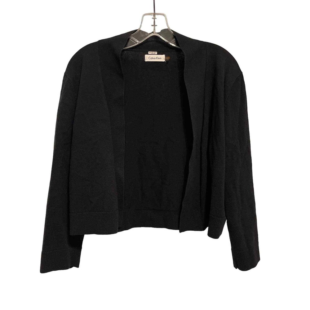 Calvin Klein Black Cotton Blend Short Open Cardigan Size XL Pre-owned